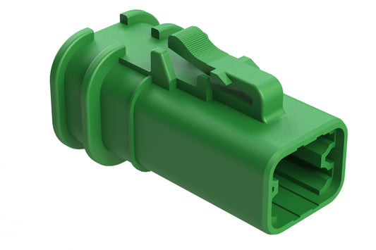ATP06-4S-OMRDGRN 4 Position Plug, Socket, Overmold Compatible, Reduced Diameter Rear Seal, Green