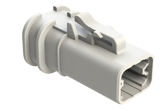 ATP06-4S-OMWHT 4 Position Plug, Socket, Overmold Compatible, Standard Diameter Rear Seal, White