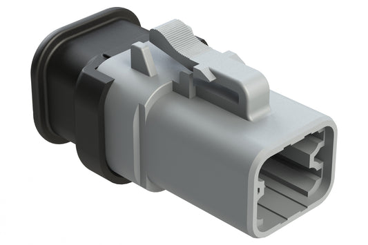 ATP06-4S-SR02 4 Position Plug, Socket, Reduced Diameter Rear Seal, Strain Relief, Grey Body (Requires Wedgelock AWP-4S)