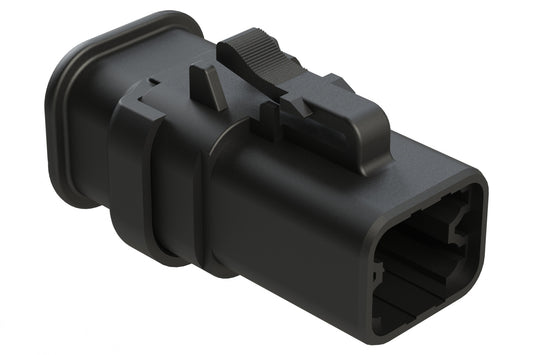 ATP06-4S-SR02BK 4 Position Plug, Socket, Reduced Diameter Rear Seal, Strain Relief, Black Body (Requires Wedgelock AWP-4S)