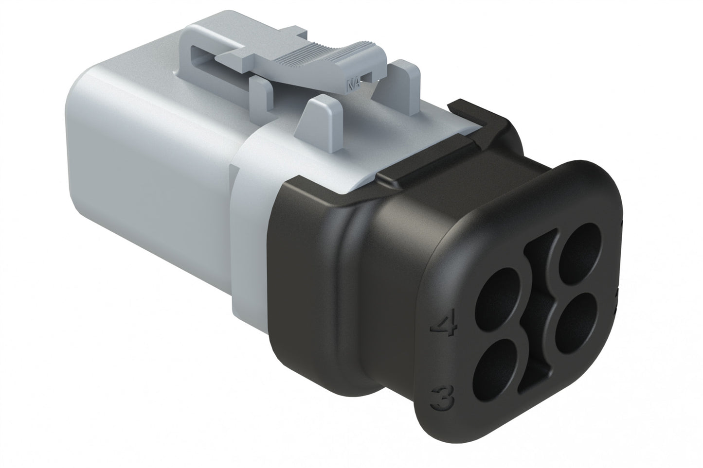 ATP06-4S-SR02 4 Position Plug, Socket, Reduced Diameter Rear Seal, Strain Relief, Grey Body (Requires Wedgelock AWP-4S)
