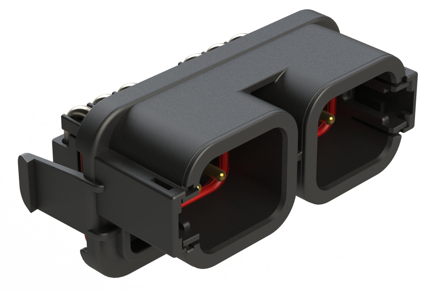 ATP13-06P-06P-SBH01 12 (2x6) Position PCB Receptacle Header, Flange Mount, Right Angle, Size 12 Pin Contacts, without Keying, Gold/Tin Plating, Black.  Use with Armor IPX™ Small Enclosures, ATP Connectors