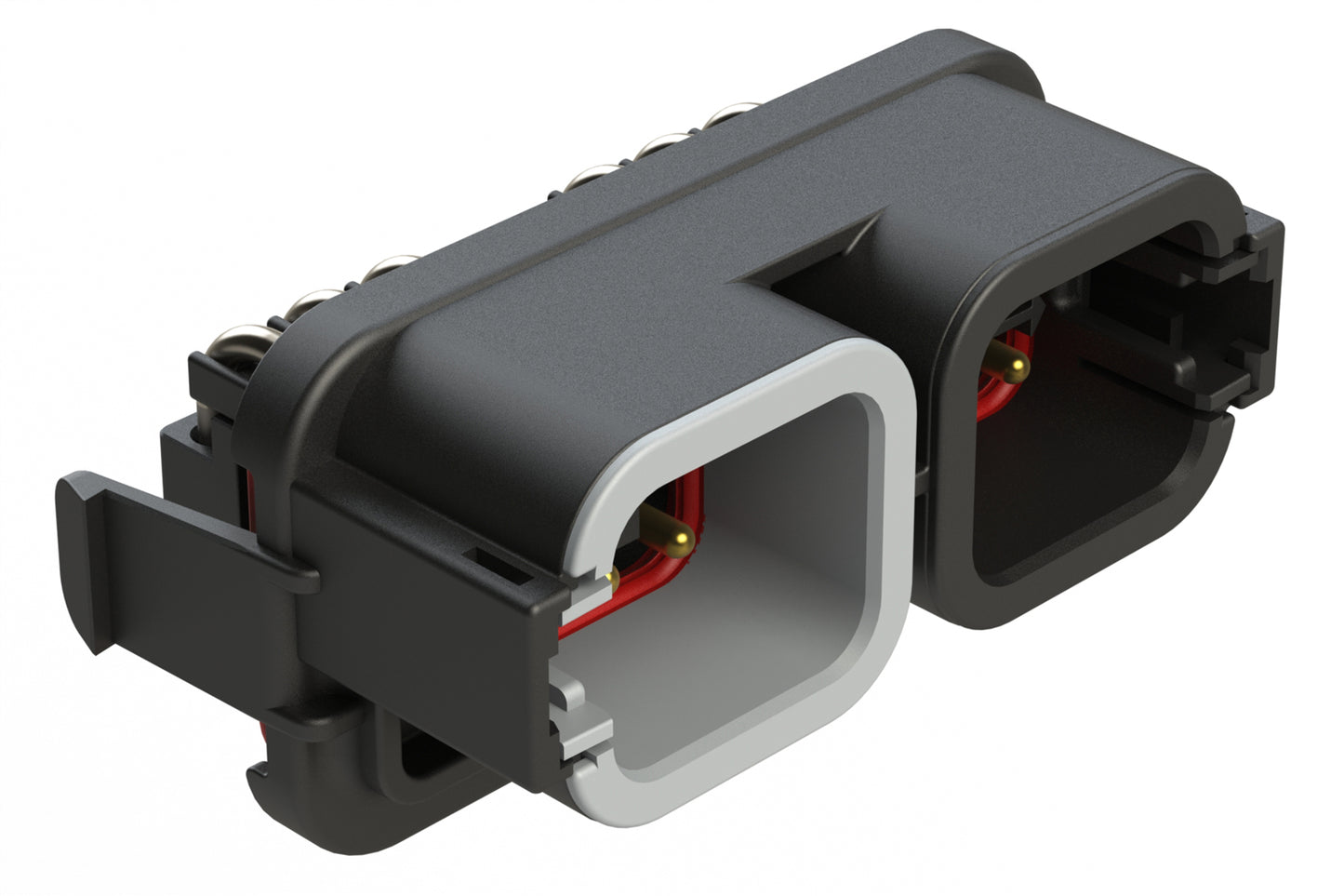 ATP13-06PA-06PB-SBH01 12 (2x6) Position PCB Receptacle Header, Flange Mount, Right Angle, Size 12 Pin Contacts, Keyed A B , Gold/Tin Plating, Black.  Use with Armor IPX™ Small Enclosures, ATP Connectors