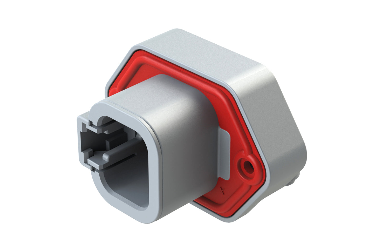 ATP13-4P-BM01GRY 4 Position 90° PCB Flange Mount Receptacle, molded gold Pins, Grey