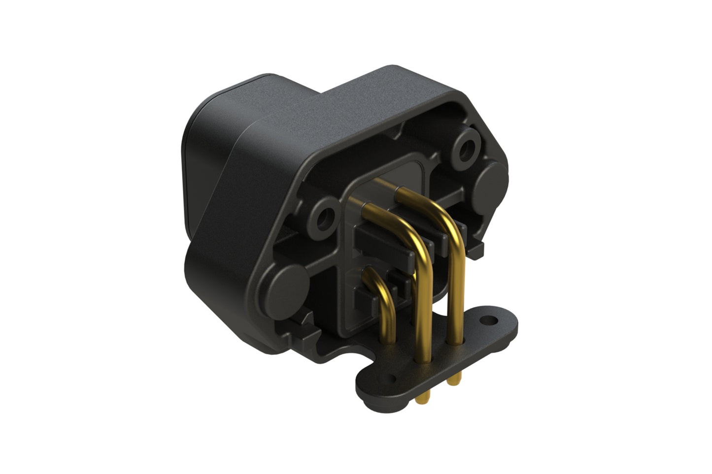 ATP13-4P-BM02BLK 4 Position 90° PCB Flange Mount Receptacle, molded gold Pins, potted, Black