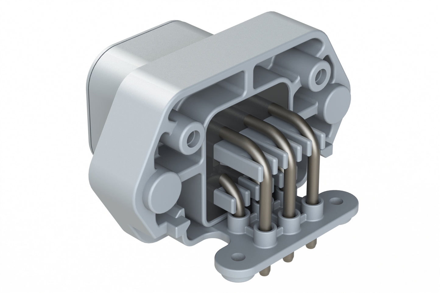 ATP13-6P-BM04GRY 6 Position 90° PCB Flange Mount Receptacle, Pin, Tin Plating, Potting, Grey