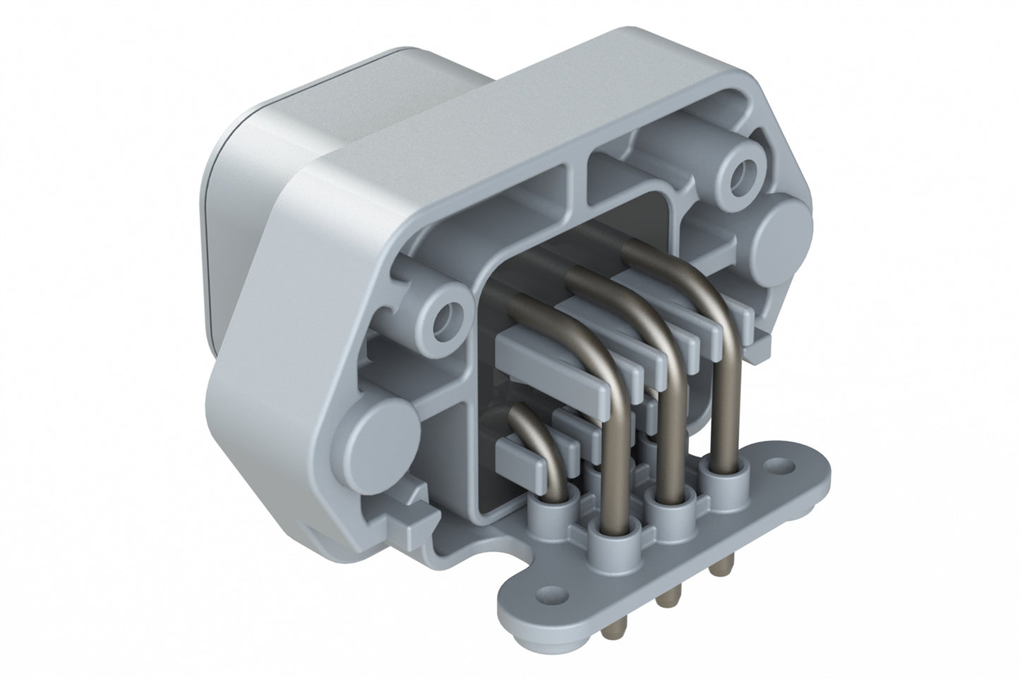 ATP13-6PA-BM04 6 Position 90° PCB Flange Mount Receptacle, Pin, Keyed A, Tin Plating, Potting, Grey