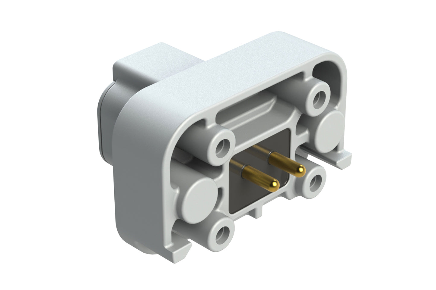ATP15-2P-BM02GRY 2 Position Straight PCB Flange Mount Receptacle, molded gold Pins, potted, Grey