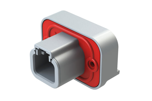 ATP15-2P-BM03GRY 2 Position Straight PCB Flange Mount Receptacle, molded tin Pins, Grey