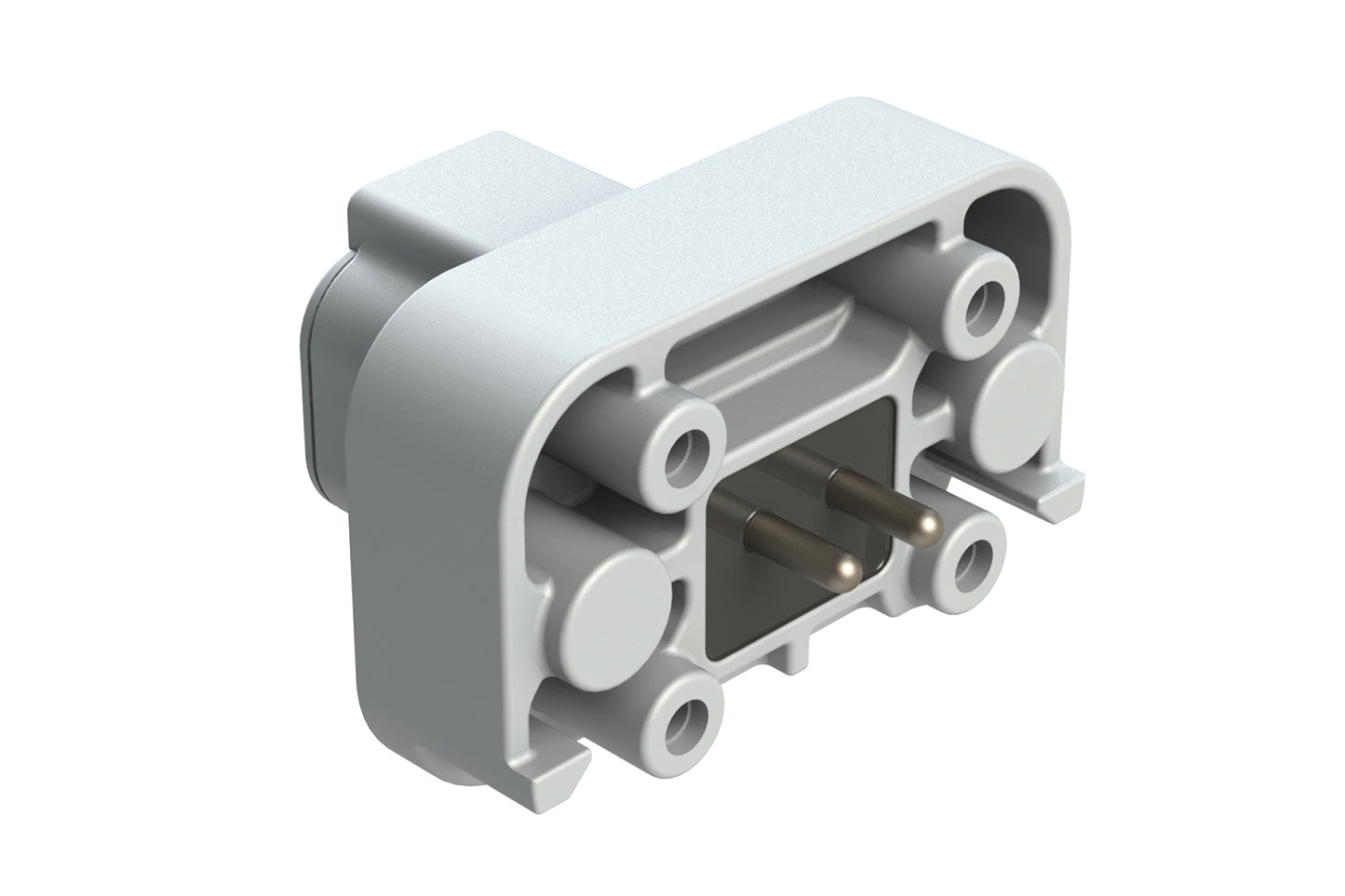 ATP15-2P-BM04GRY 2 Position Straight PCB Flange Mount Receptacle, molded tin Pins, potted, Grey