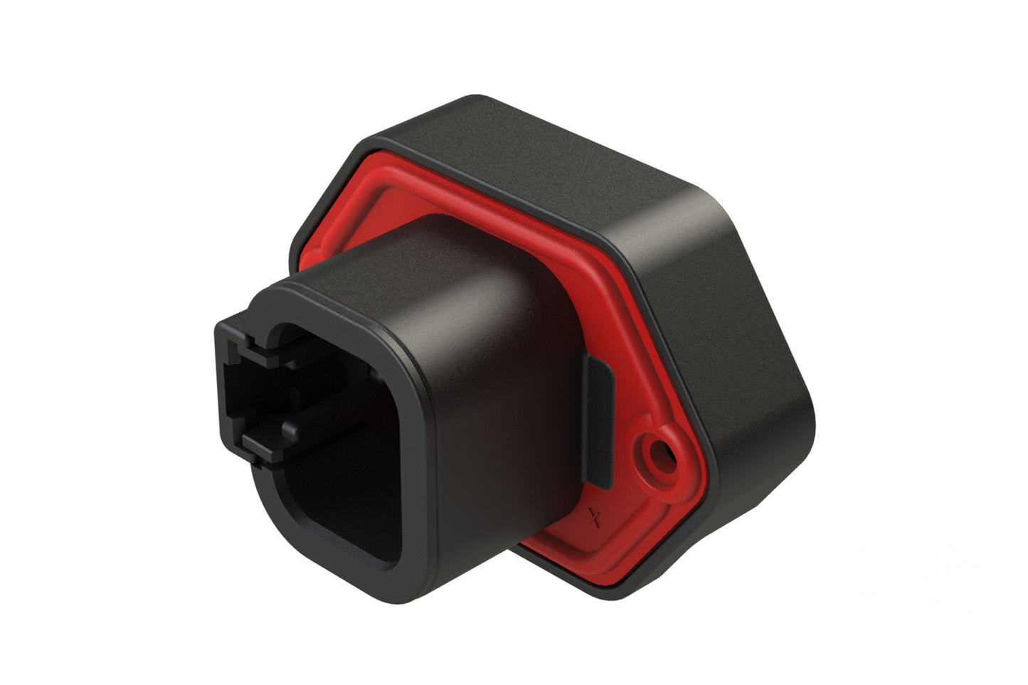 ATP15-4P-BM03BLK 4 Position Straight PCB Flange Mount Receptacle, molded tin Pins, Black. DTP15-4P