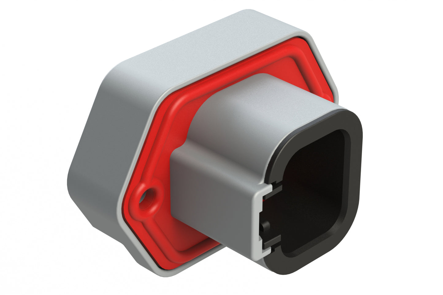 ATP15-4PA-BM01 4 Position PCB Receptacle with Flange, Pin, Gold Plated, Self-Threading, Gasket, Keyed A, Grey