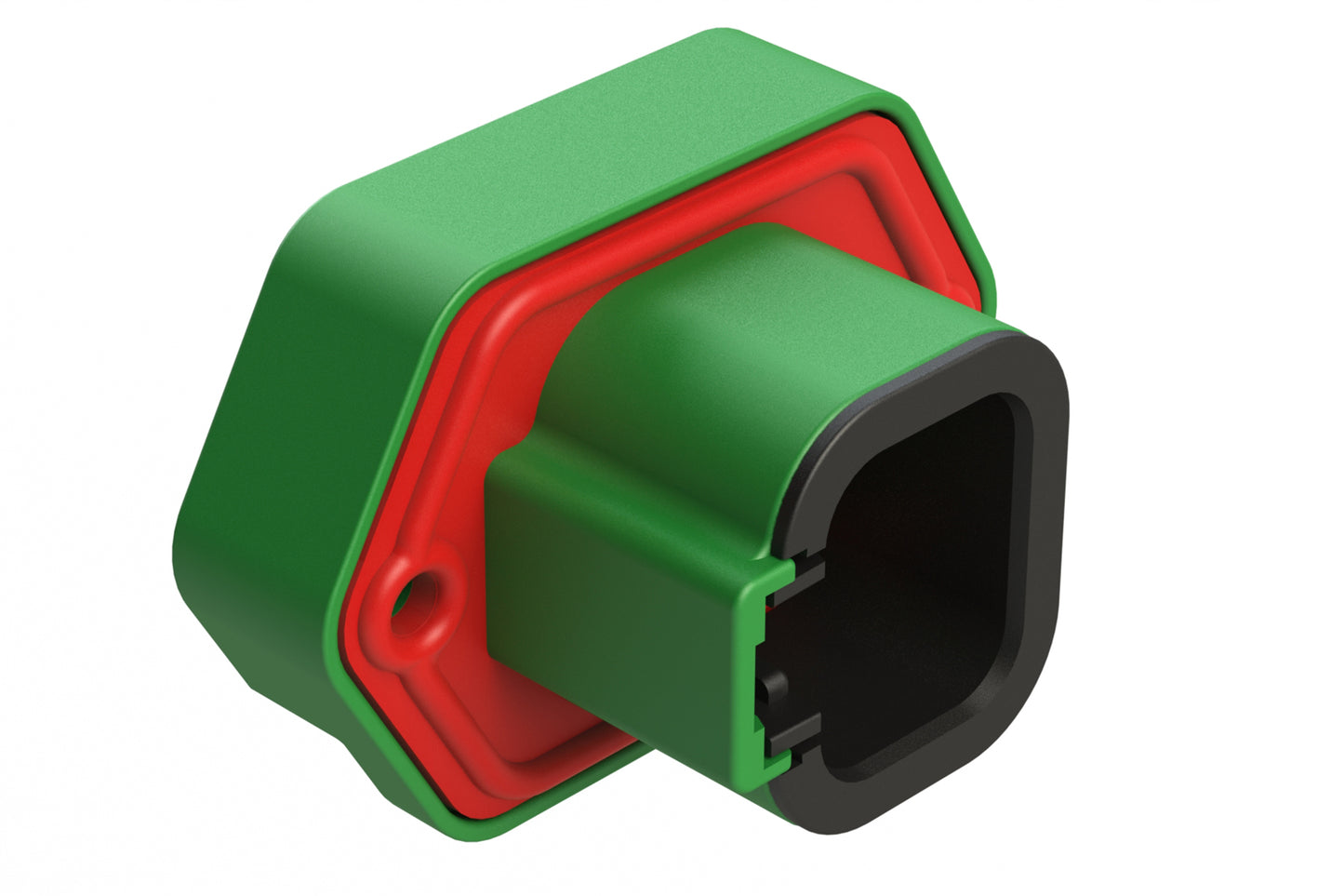 ATP15-4PC-BM04 4 Position PCB Receptacle with Flange, Pin, Tin Plated, Self-Threading, Gasket, Potted, Keyed C, Brown