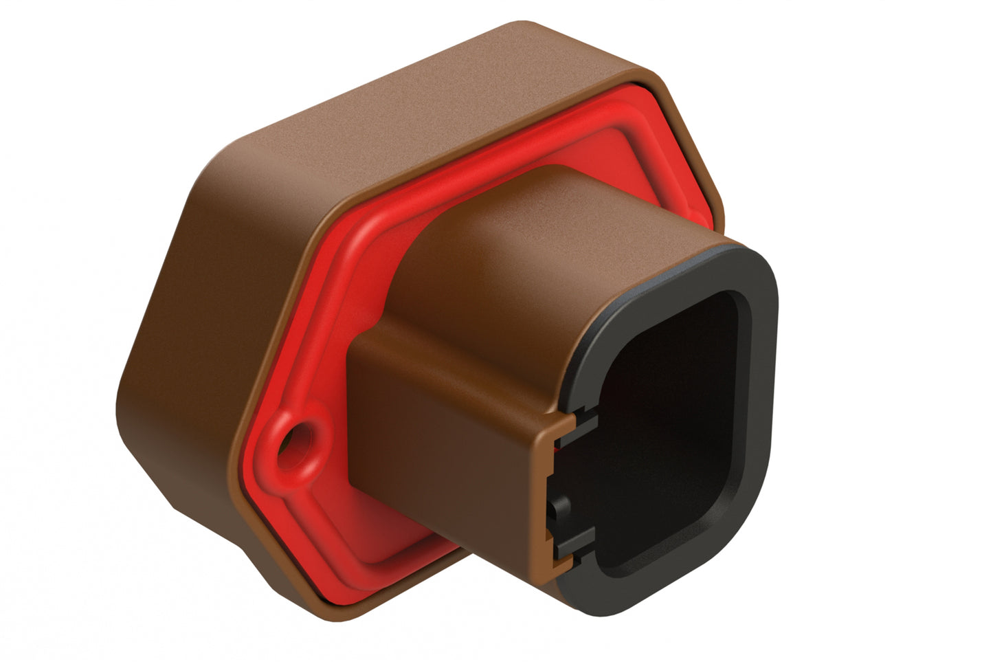 ATP15-4PD-BM01 4 Position PCB Receptacle with Flange, Pin, Gold Plated, Self-Threading, Gasket, Keyed D, Grey