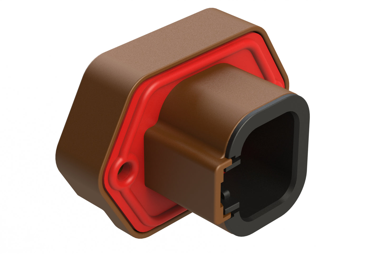 ATP15-4PD-BM04 4 Position PCB Receptacle with Flange, Pin, Tin Plated, Self-Threading, Gasket, Potted, Keyed D, Brown