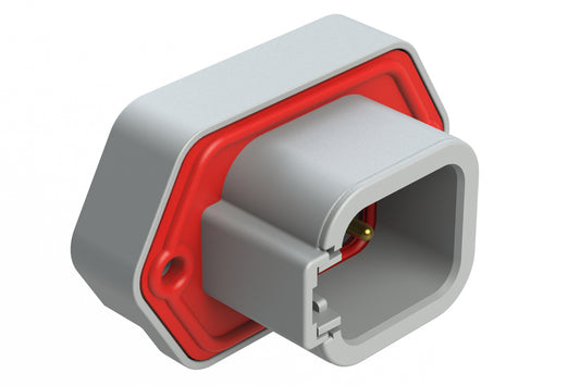 ATP15-6P-BM01GRY 6 Position PCB Flange Mount Receptacle, Pin, Gold Plated, No Potting, Grey