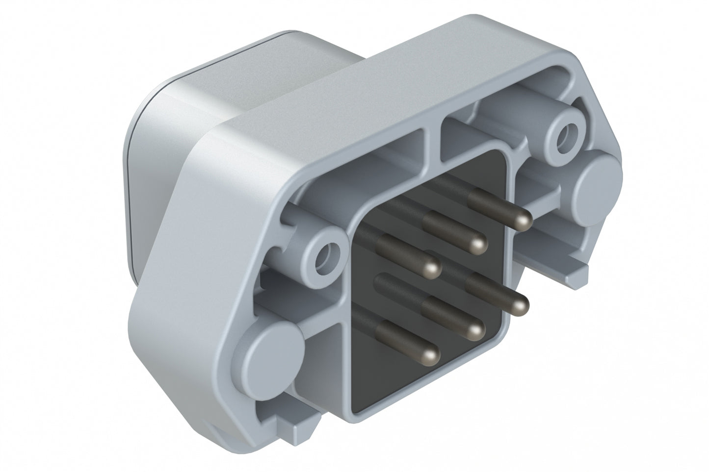 ATP15-6P-BM04GRY 6 Position PCB Flange Mount Receptacle, Pin, Tin Plating, Potting, Grey