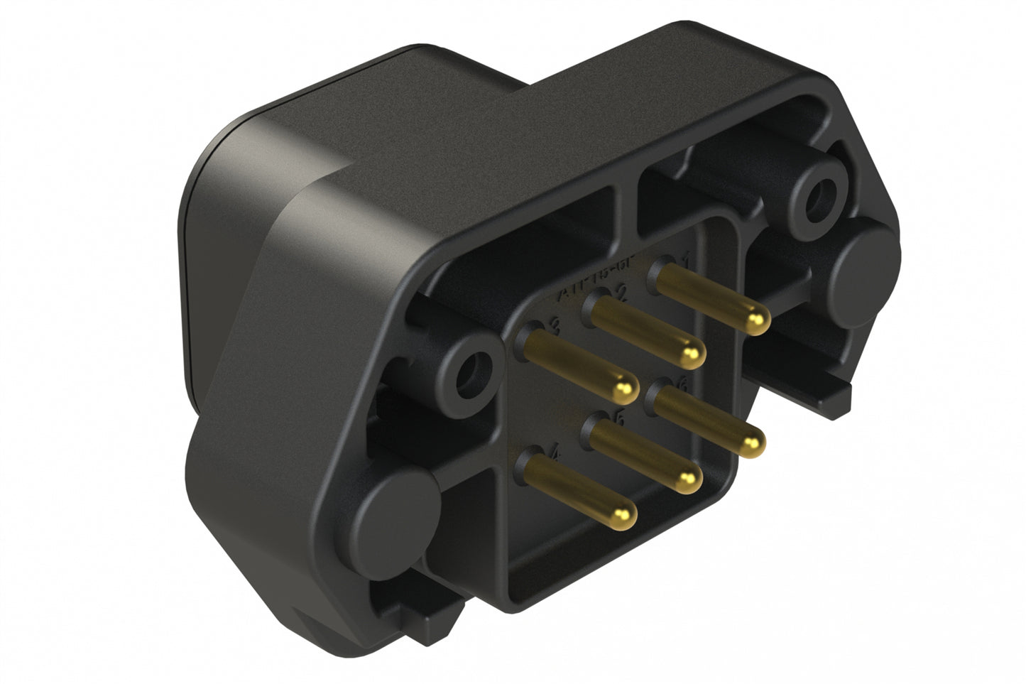 ATP15-6PB-BM01 6 Position PCB Flange Mount Receptacle, Pin, Keyed B, No Potting, Gold Plated, Black