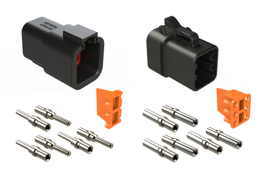 ATP6PSBLK-CKIT 6 Position Plug & Receptacle Kit, Pin Contacts and Wedgelock Included, Black