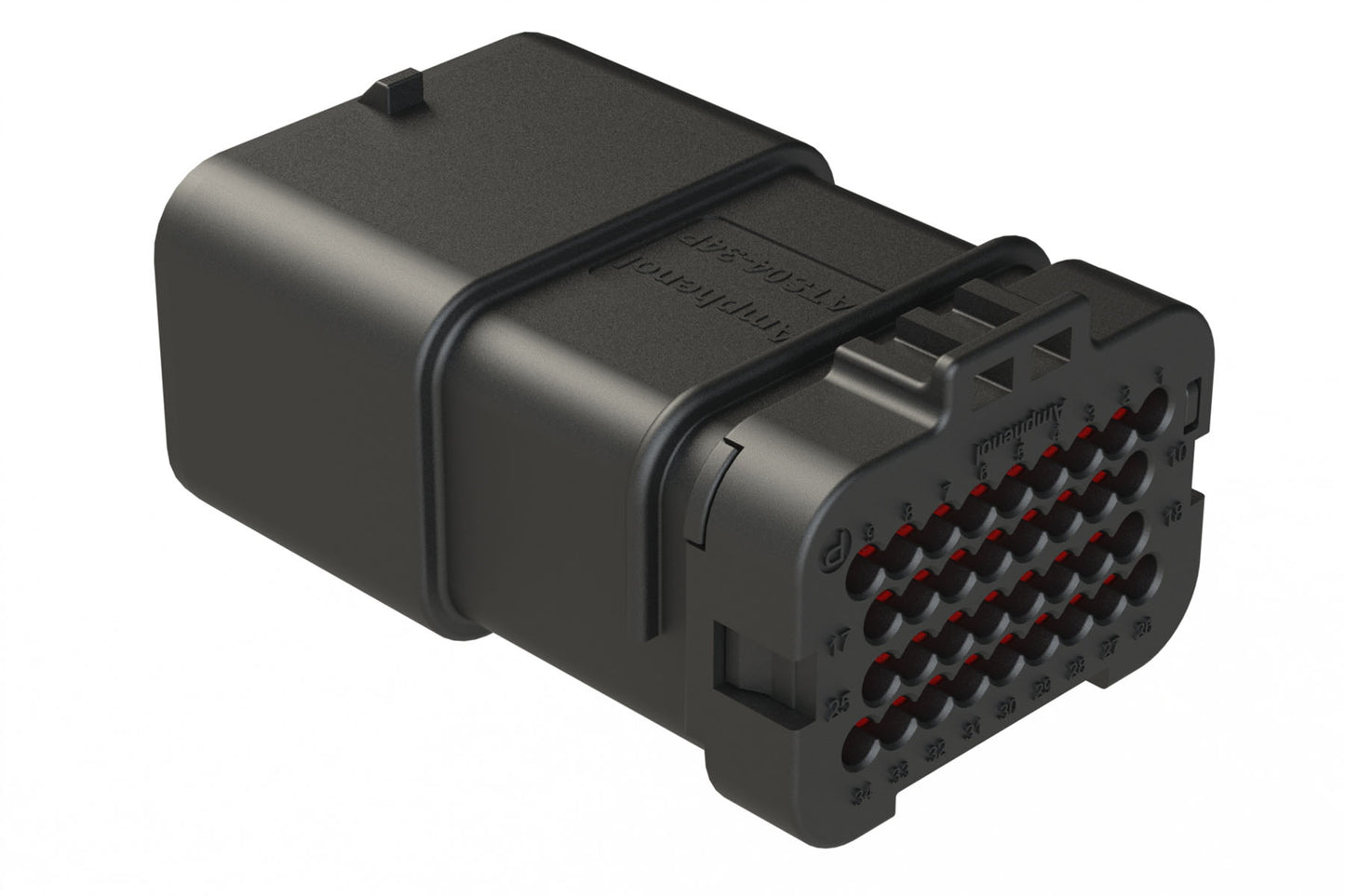 ATS04-34PA1 34 Position Inline Receptacle, Pin, Keyed A, Single Latch, Black