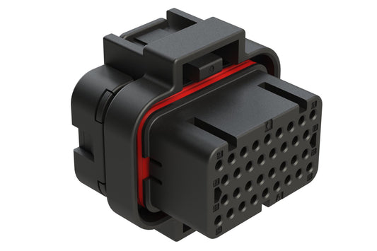 ATS06-34SA2 34 Position Plug, Socket, Contact Size 20, Double Latch, Keyed A, End Cap, Black. 2-1437285-3