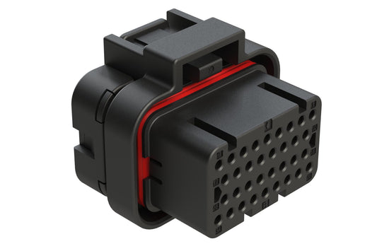 ATS06-34SB1 34 Position Plug, Socket, Contact Size 20, Single Latch, Keyed B, End Cap, Black. 4-1437290-1