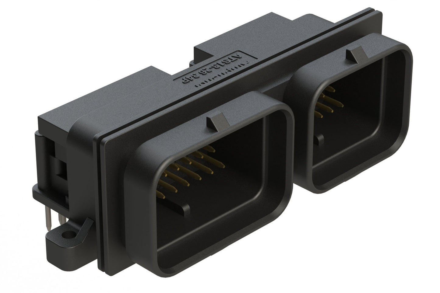 ATS13-2634PAA-BM285-2 60 (26+34)  Position PCB Receptacle,  Right Angle,Pin, Keyed A+A, Double Locking, Black