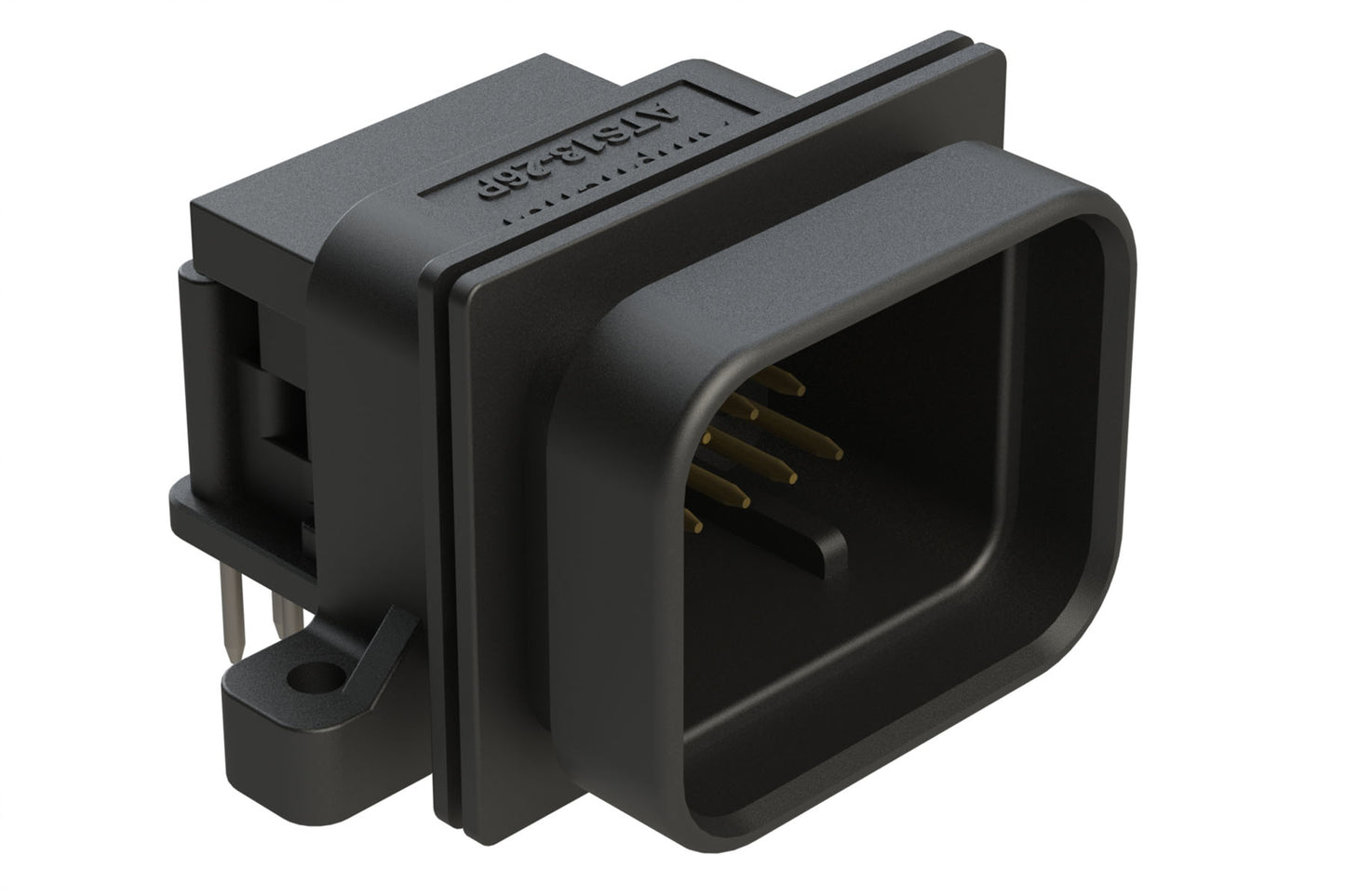 ATS13-26PA-BM223-0 26 Position 90° PCB Receptacle, Pin, Keyed A, Lower Locking, Black