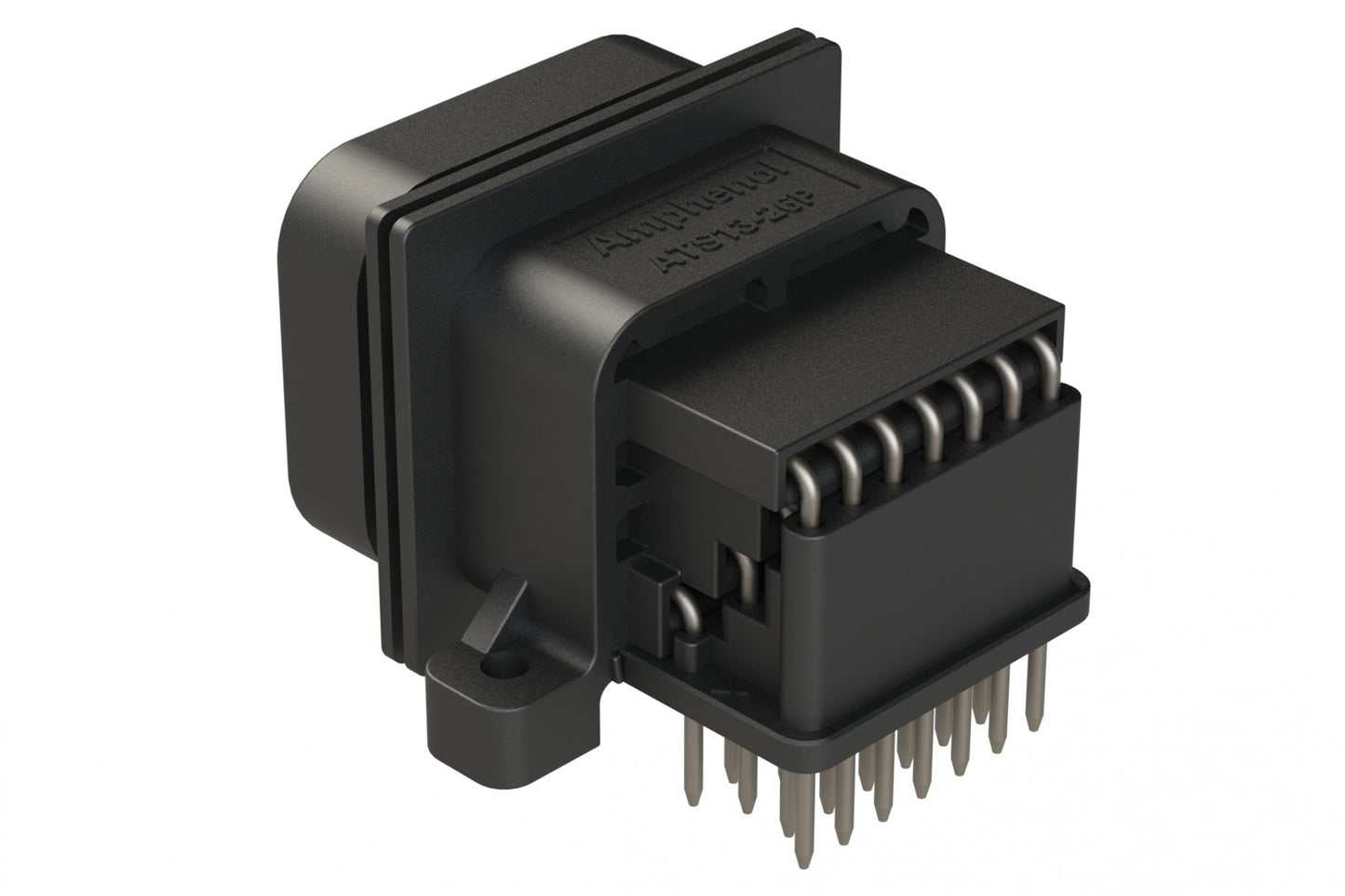 ATS13-26PA-BM223-0 26 Position 90° PCB Receptacle, Pin, Keyed A, Lower Locking, Black