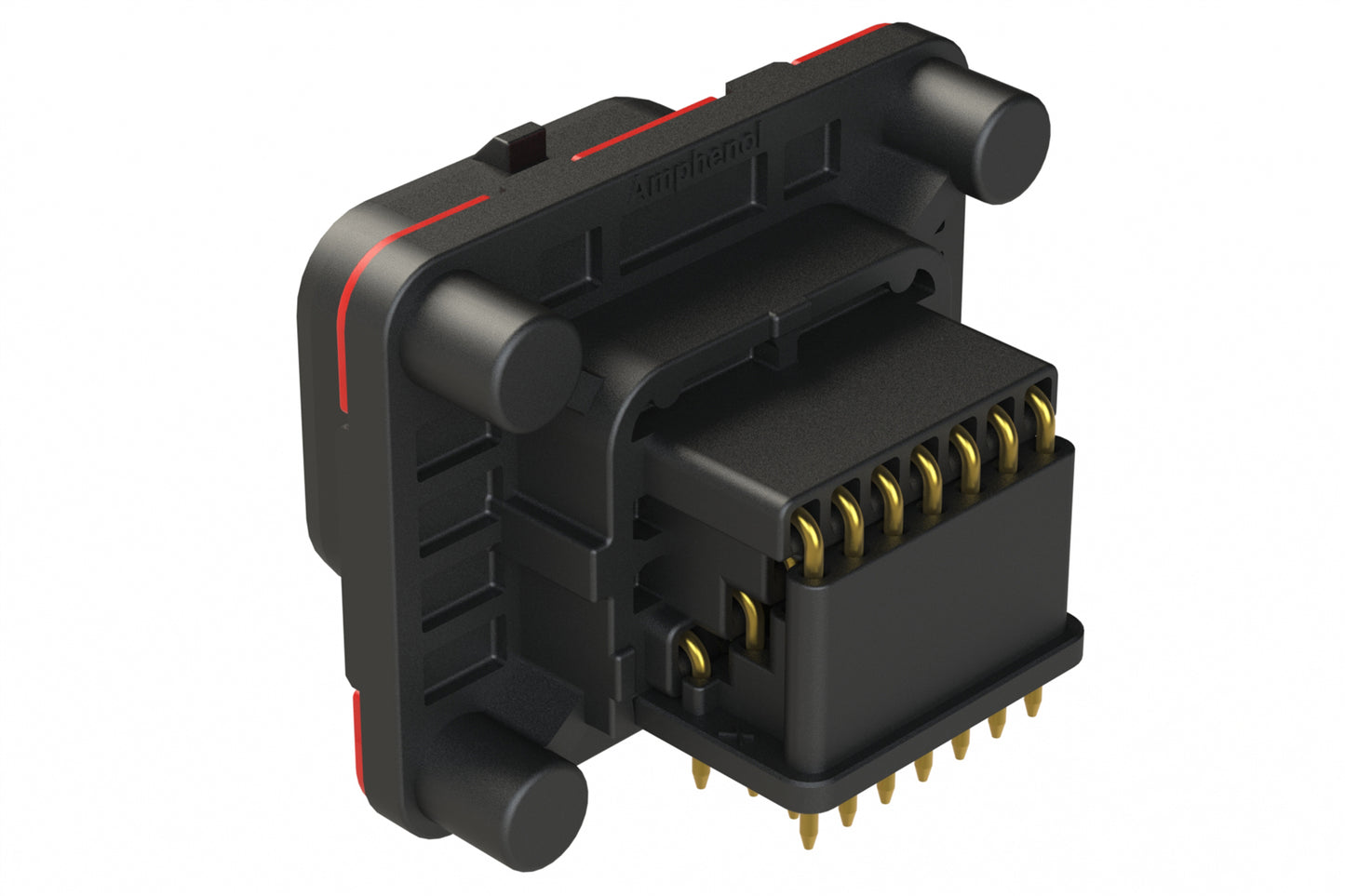 ATS13-26PB-BM01 26 Position PCB Receptacle with Sealed Flange, Right Angle, Pin, Contact Size 20, Keyed B, Self-Threading, Black