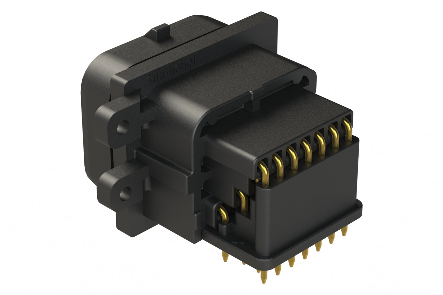 ATS13-26PB-BM21 26 Position PCB Receptacle with 3 Hole Flange, Right Angle, Pin, Contact Size 20, Keyed B, Self-Threading, Black