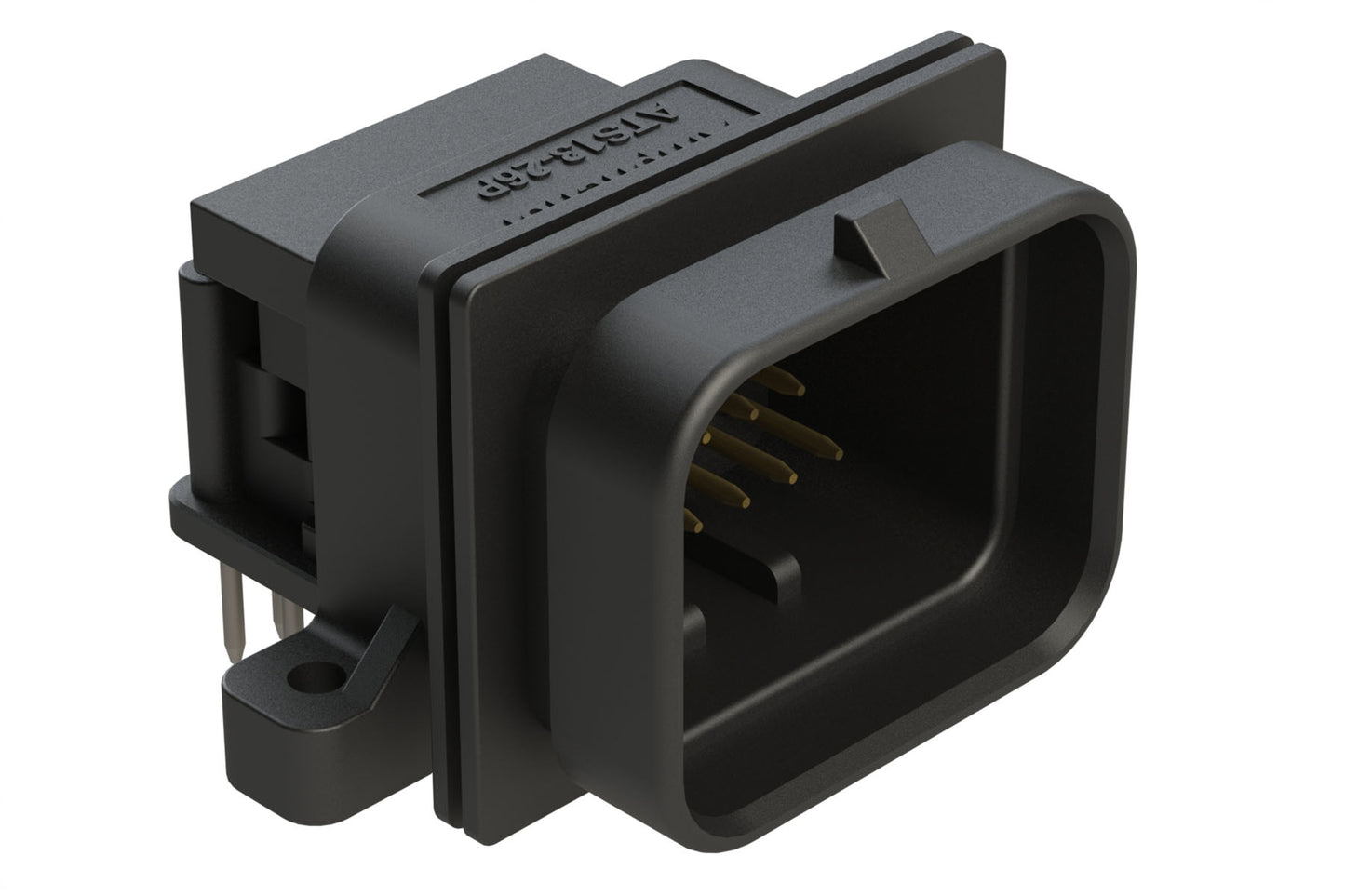 ATS13-26PD-BM423-2 26 Position 90° PCB Receptacle, Pin, Keyed D, Upper Locking, Black