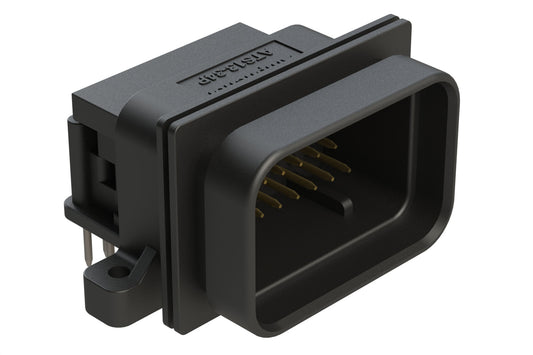 ATS13-34PB-BM285-6 34 Position 90° PCB Receptacle, Pin, Keyed B, Lower Locking, Black
