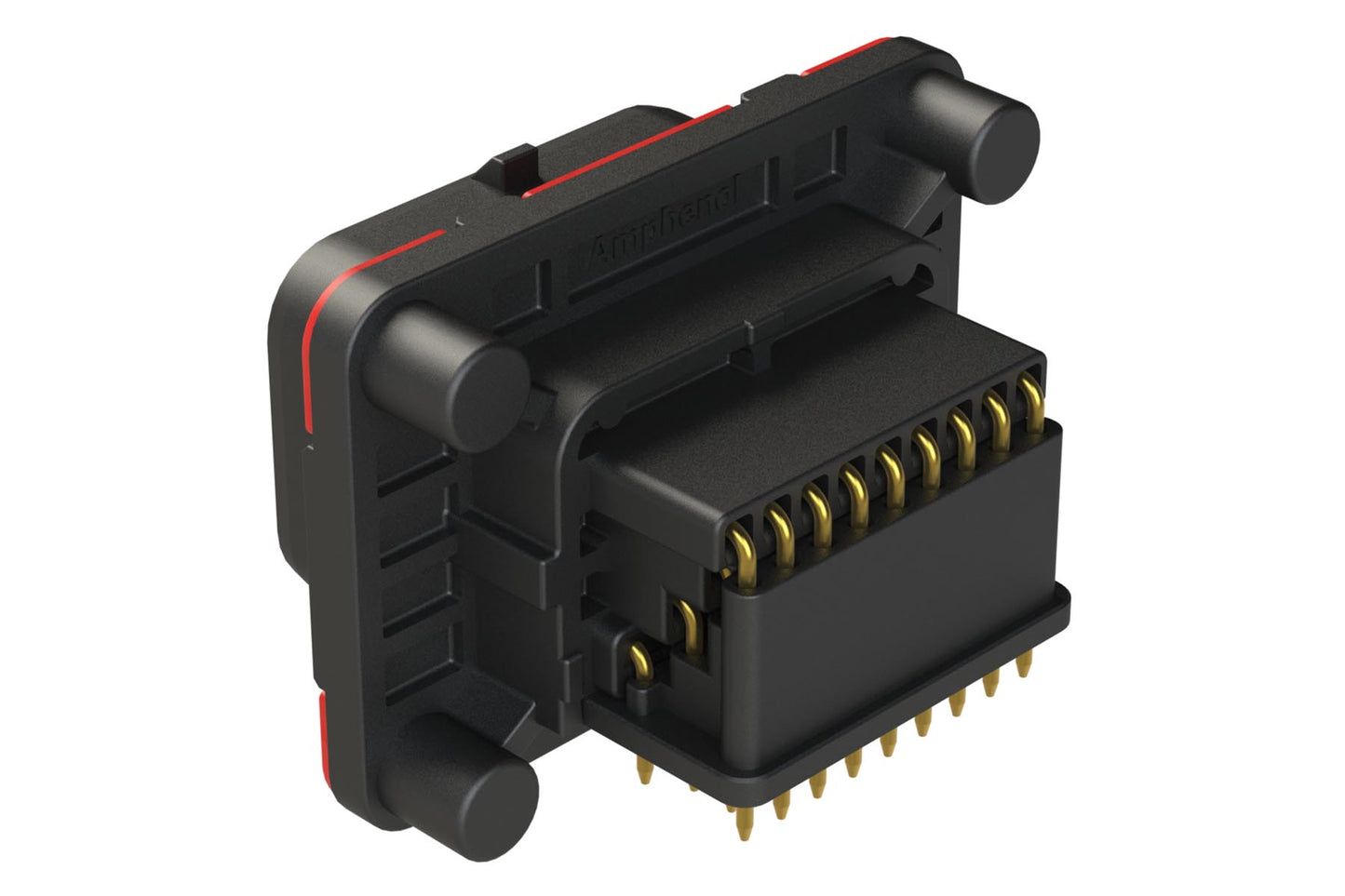 ATS13-34PB1-BM01 34 Position PCB Receptacle with Sealed Flange, Pin, Right Angle, Contact Size 20, Single Latch, Self-Threading, Keyed B, Black