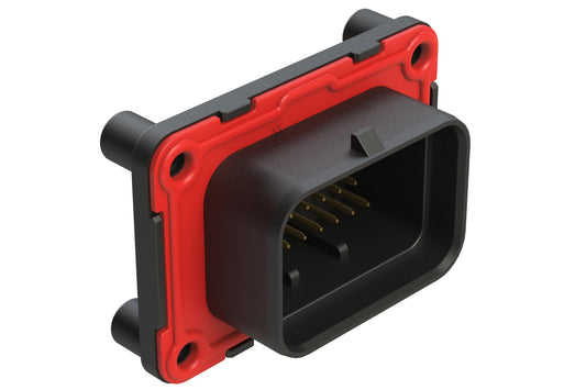 ATS15-34PB1-BM01 34 Position PCB Receptacle with Sealed Flange, Pin, Straight, Single Latch, Contact Size 20, Self-Threading, Keyed B, Black