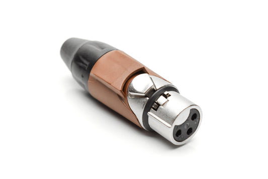 AX3F1M 3 pole Socket (Female) Plug.AX XLR Audio Cable Connector. Satin Nickel, w/ BrownMarking Sleeve