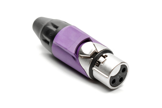 AX3F7M 3 pole Socket (Female) Plug.AX XLR Audio Cable Connector. Satin Nickel, w/ VioletMarking Sleeve