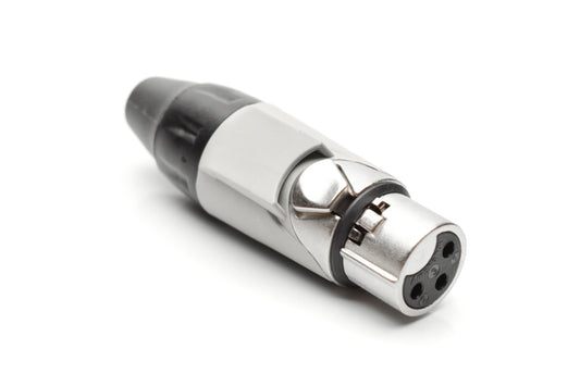 AX3F8M 3 pole Socket (Female) Plug.AX XLR Audio Cable Connector. Satin Nickel, w/ GreyMarking Sleeve