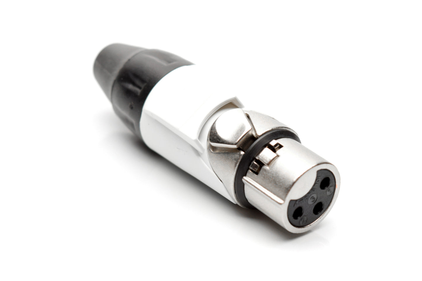 AX3F9M 3 pole Socket (Female) Plug.AX XLR Audio Cable Connector. Satin Nickel, w/ WhiteMarking Sleeve