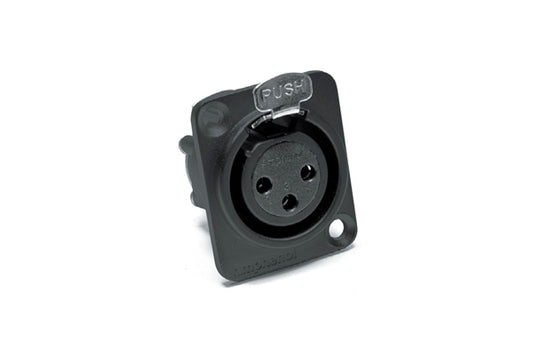AX3FDB-M3 3 Pole XLR Female ChassisMount, Standard (M3Threaded Holes), Stamped Contacts, Black Finish