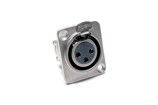 AX3FMDV-M3 3 Pole XLR Female ChassisMount, Vertical PCB (M3Threaded Holes),Machined Contacts, Nickel Finish