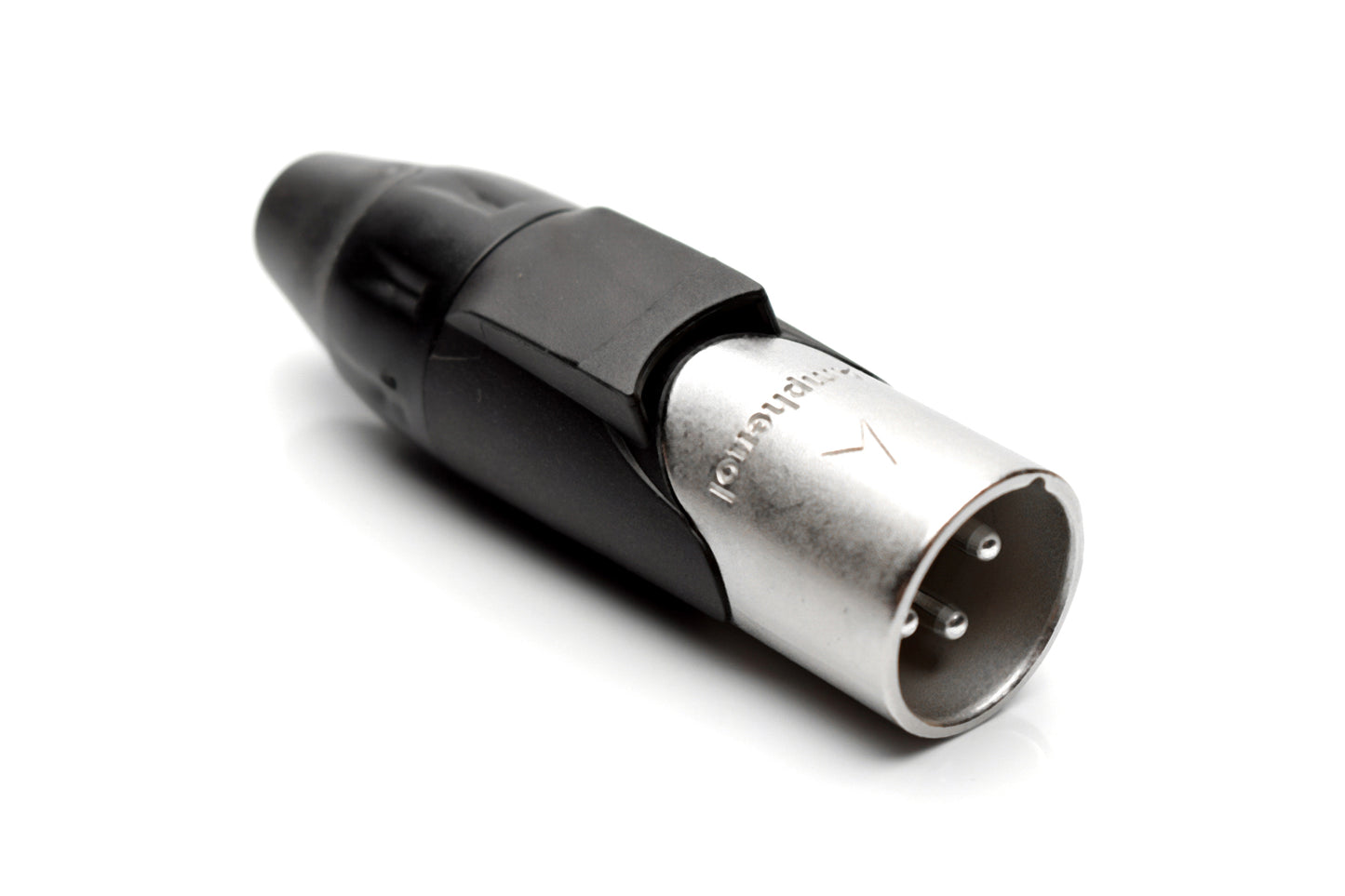 AX3M0M 3 pole Pin (Male) Plug.AX XLR Audio Cable Connector. Satin Nickel, w/ BlackMarking Sleeve