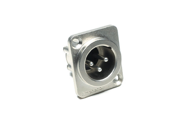 AX3MD 3 Pole XLRMale ChassisMount, Standard,Machined Contacts, Nickel Finish