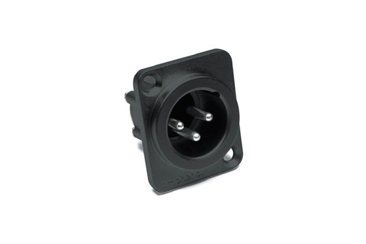 AX3MDB-AU 3 Pole XLRMale ChassisMount, Gold PlatedMachined Contacts, Black Finish