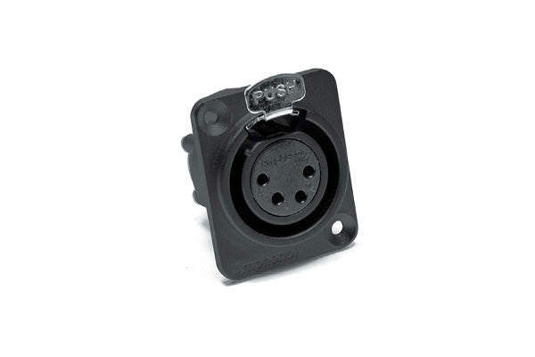 AX4FDB-AU 4 Pole XLR Female ChassisMount, Gold PlatedMachined Contacts, Black Finish
