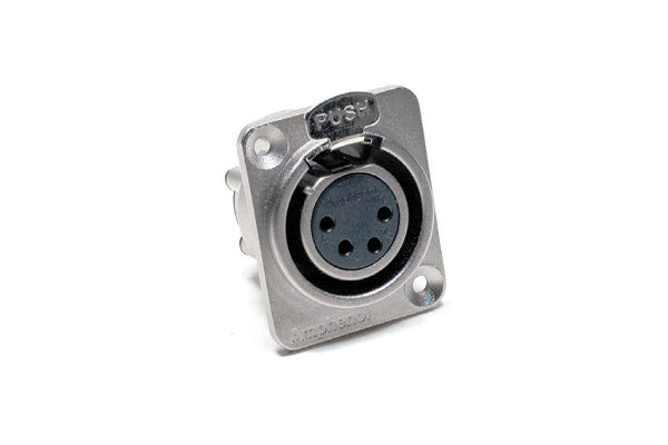 AX4FDV-M3 4 Pole XLR Female ChassisMount, Vertical PCB (M3Threaded Holes),Machined Contacts, Nickel Finish