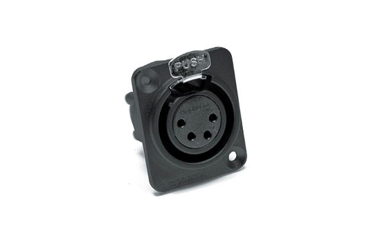 AX4FDVB 4 Pole XLR Female ChassisMount, Vertical PCB,Machined Contacts, Black Finish
