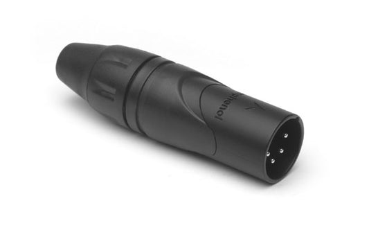 AX4MB 4 Pole XLRMale Cable Connector, Black Finish. Comparable part no: NC4MXX-BAG