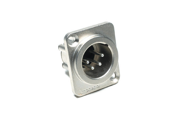 AX4MD 4 Pole XLRMale ChassisMount, Standard,Machined Contacts, Nickel Finish