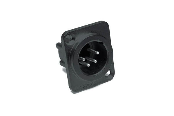 AX4MDB 4 Pole XLRMale ChassisMount, Standard,Machined Contacts, Black Finish